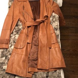 Karen Millen Brown Leather Trench Coat